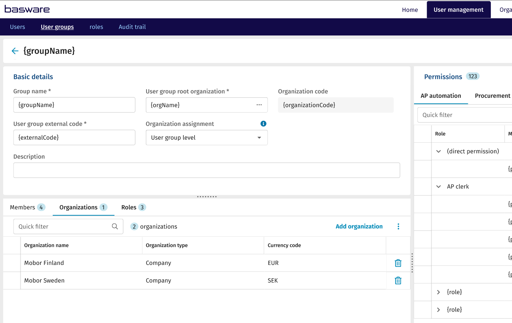 Basware-usergroup-management